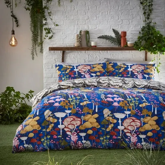 Duvet Cover Set with Pillowcase - Blue, Cotton