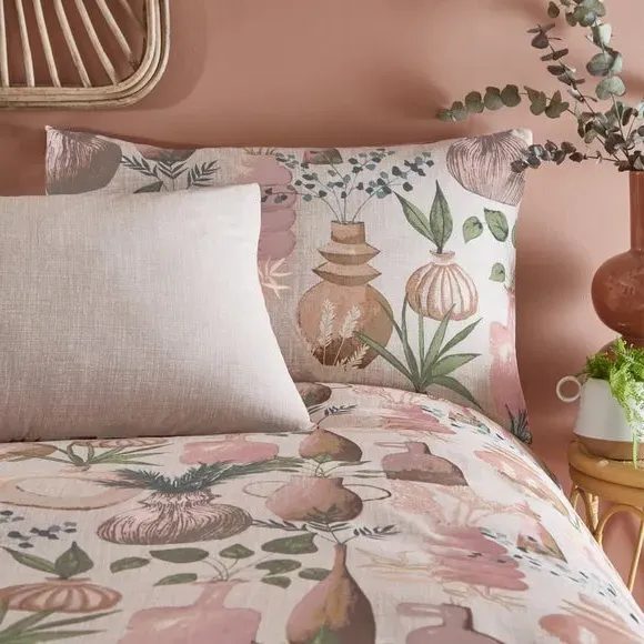 Duvet Cover Set with Pillowcase - Clay, Polycotton