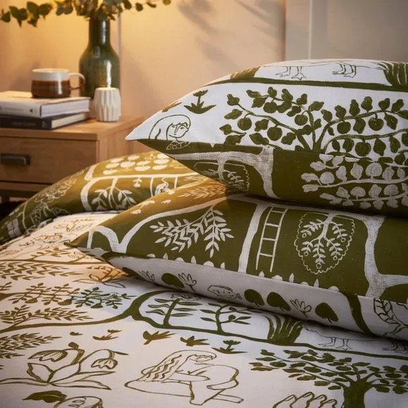 Duvet Cover Set with Pillowcase - Green, Cotton