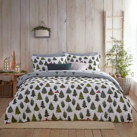 Evergreen Duvet Cover Set - Green, Cotton