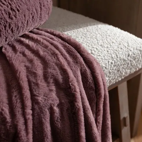 Faux Fur Throw Blanket - Mulberry, Polyester
