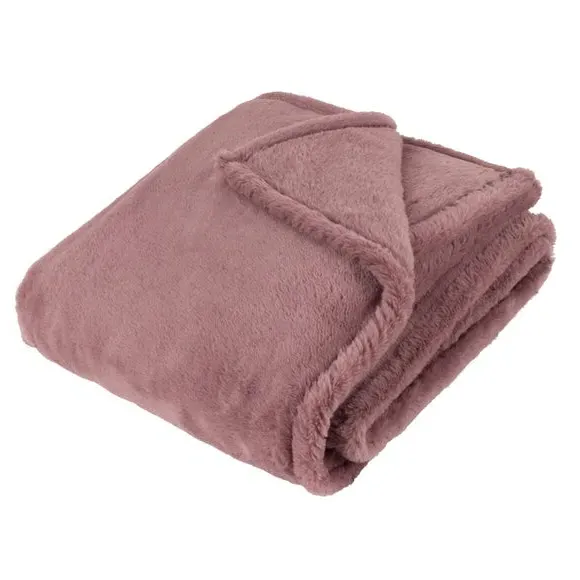 Faux Fur Throw Blanket - Mulberry, Polyester