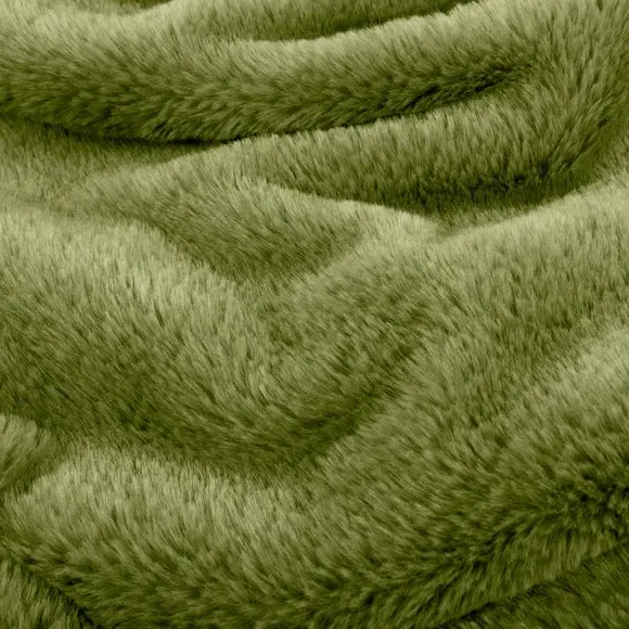 Faux Fur Throw Blanket - Olive, Polyester