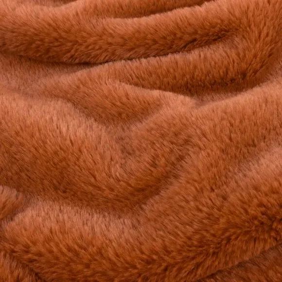 Faux Fur Throw Blanket - Rust, Polyester