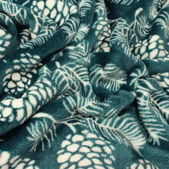 Fleece Throw Blanket Woodland Design - Pine