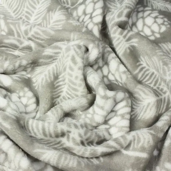 Fleece Throw Blanket Woodland Design - Stone