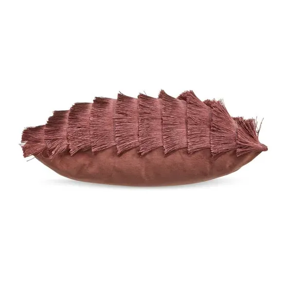 Flicker Cushion with Fringe - Pink, Velvet