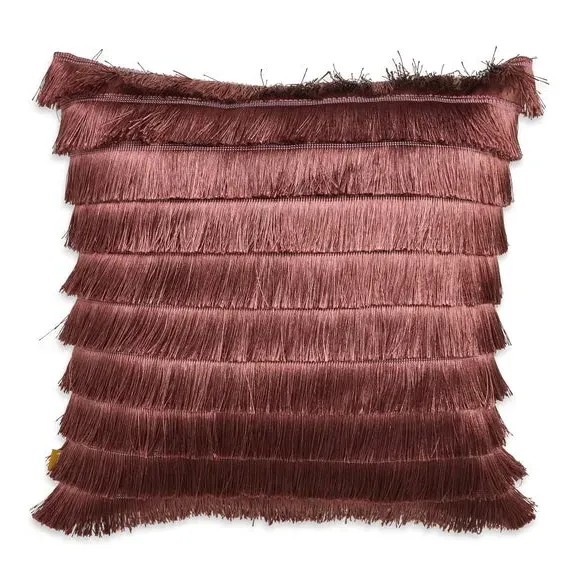 Flicker Cushion with Fringe - Pink, Velvet