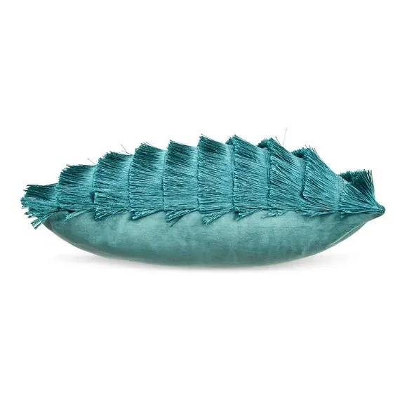 Flicker Cushion with Fringe - Teal, Velvet