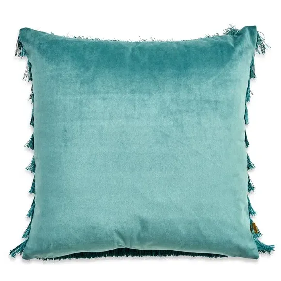 Flicker Cushion with Fringe - Teal, Velvet