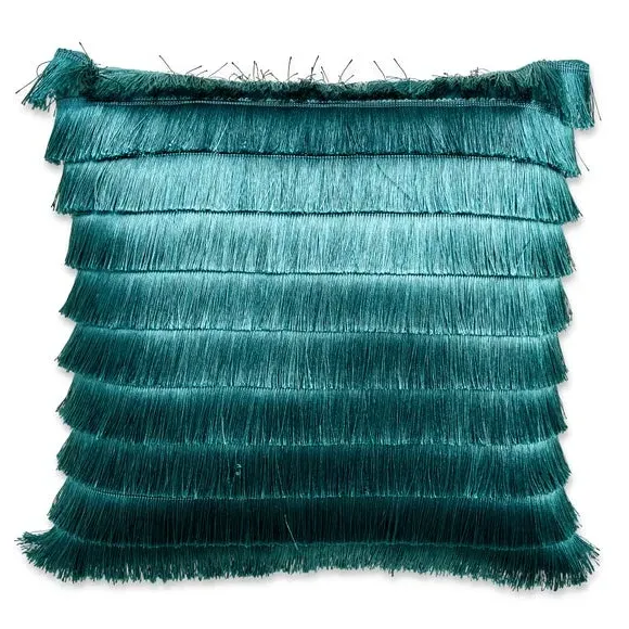 Flicker Cushion with Fringe - Teal, Velvet