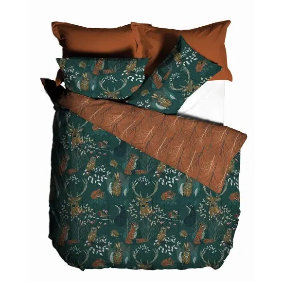 Forest Fauna Duvet Cover Set - Green, Polycotton