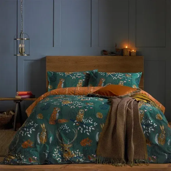Forest Fauna Duvet Cover Set - Green, Polycotton