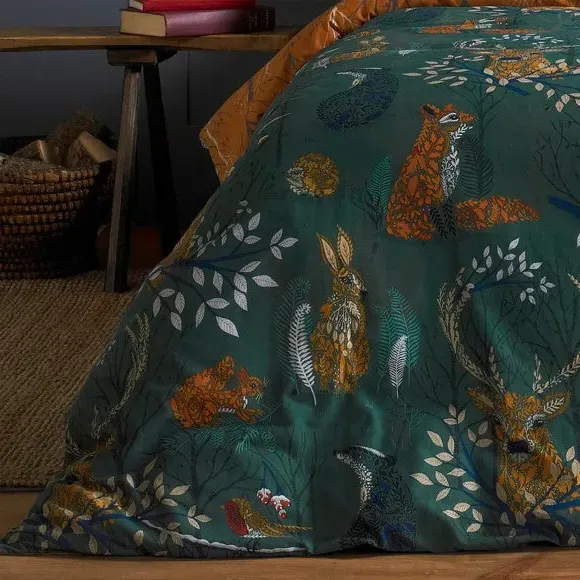 Forest Fauna Duvet Cover Set - Green, Polycotton
