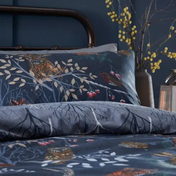 Forest Fauna Duvet Cover Set - Navy, Polycotton