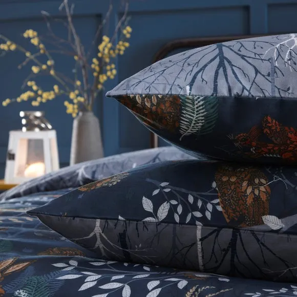 Forest Fauna Duvet Cover Set - Navy, Polycotton