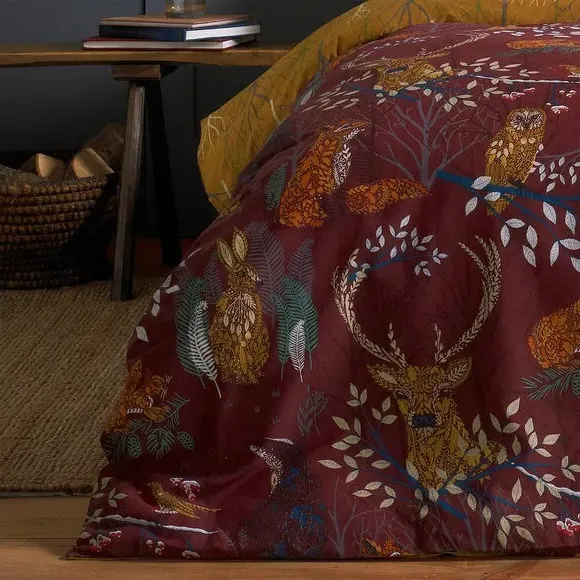 Forest Fauna Duvet Cover Set - Rust, Polycotton