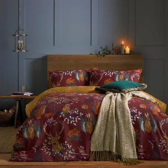 Forest Fauna Duvet Cover Set - Rust, Polycotton
