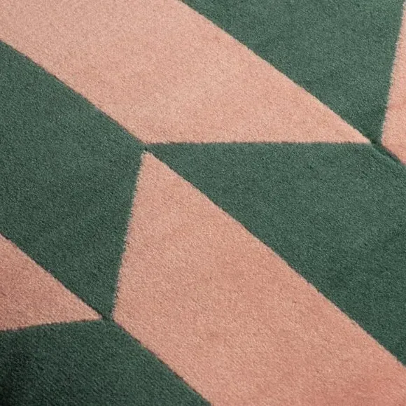 Geometric Cushion with Zip Fastening - Green, Velvet