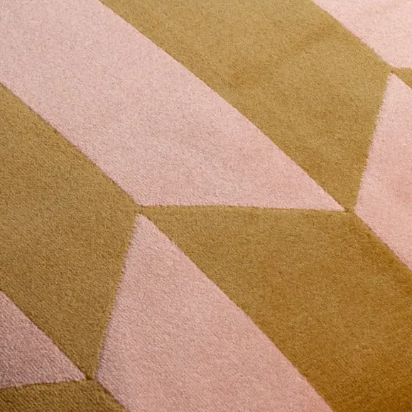 Geometric Cushion with Zip Fastening - Ochre, Velvet