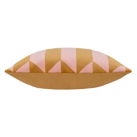 Geometric Cushion with Zip Fastening - Ochre, Velvet