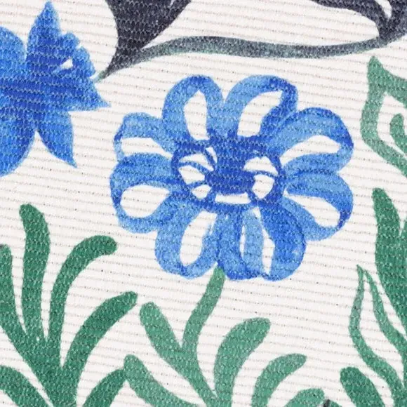 Indoor Outdoor Rug Floral Design - Blue, Polyester