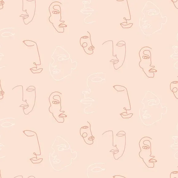 Kindred Wallpaper Abstract Faces - Blush