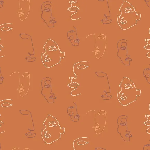 Kindred Wallpaper Abstract Faces - Terracotta