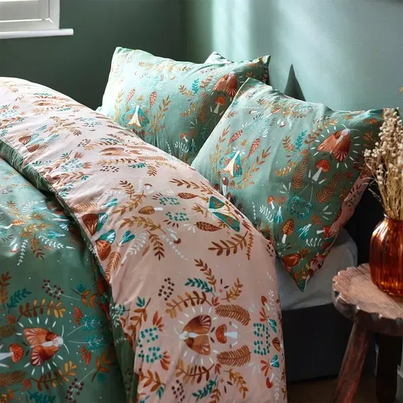 Luna Wood Duvet Cover Set - Fern, Polycotton
