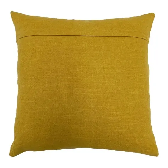 Mandala Cushion with Embroidery - Ochre, Cotton