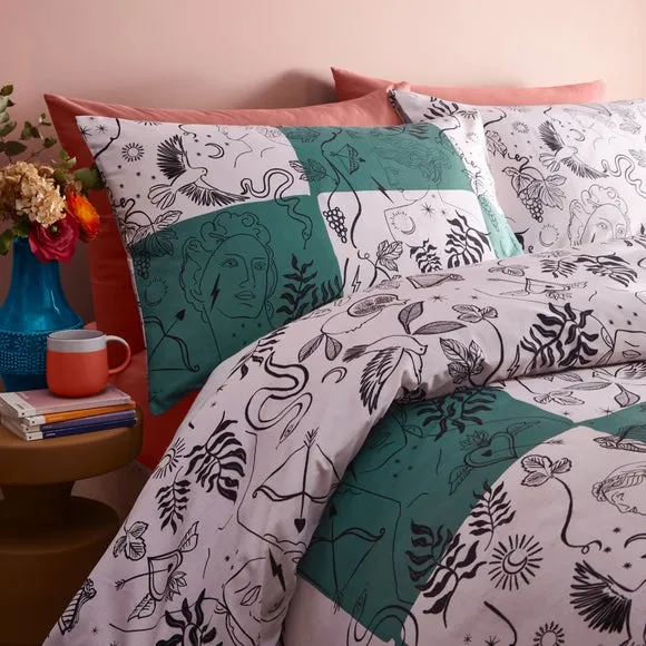 Mythos Checkerboard Duvet Cover Set - Green