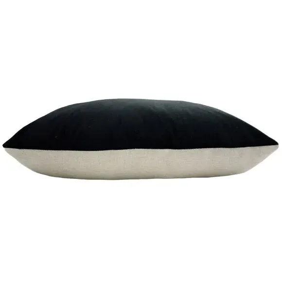 Oblong Cushion with Zip Closure - Black, Velvet