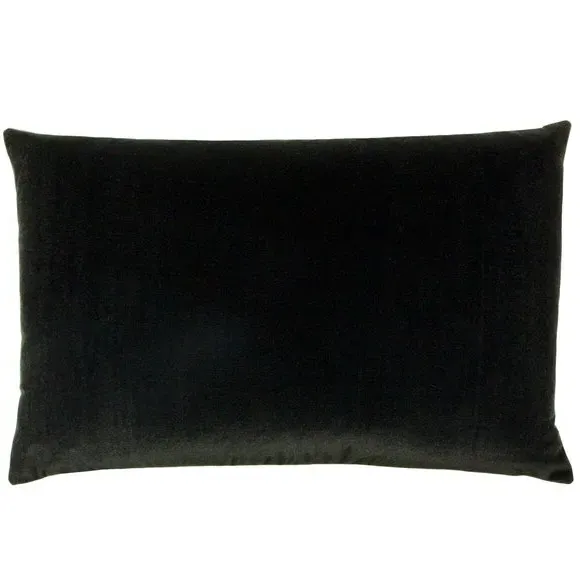 Oblong Cushion with Zip Closure - Black, Velvet