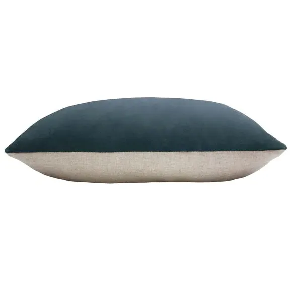 Oblong Cushion with Zip Closure - Blue, Velvet