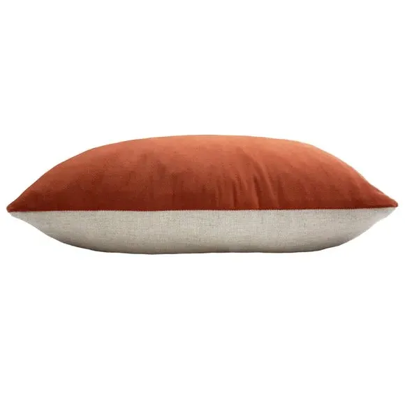 Oblong Cushion with Zip Closure - Brick, Velvet