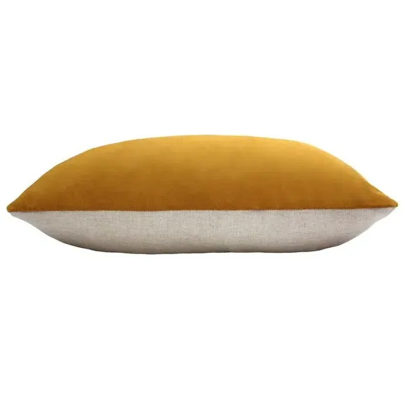 Oblong Cushion with Zip Closure - Mustard, Velvet
