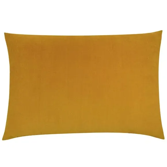 Oblong Cushion with Zip Closure - Mustard, Velvet
