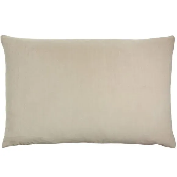 Oblong Cushion with Zip Closure - Natural, Velvet