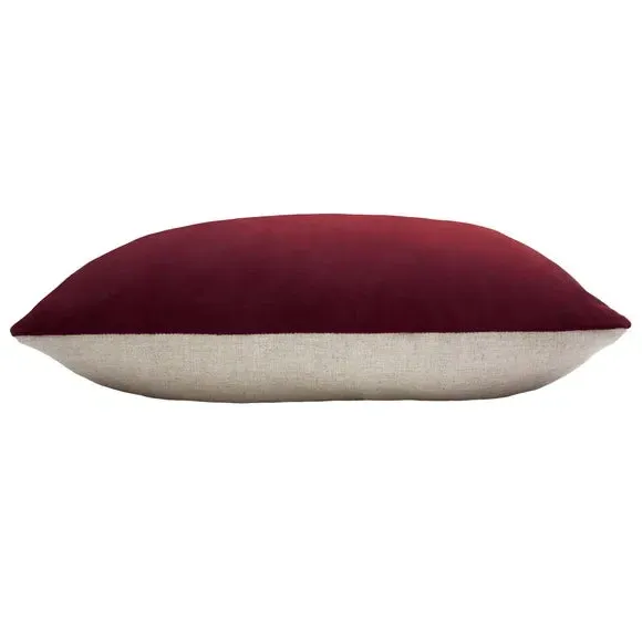 Oblong Cushion with Zip Closure - Oxblood, Velvet