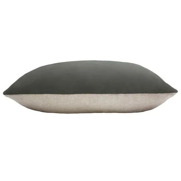 Oblong Cushion with Zip Closure - Steel, Velvet