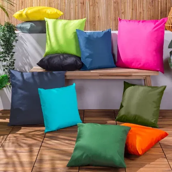 Plain Outdoor Cushion with Zip - Grey, Polyester