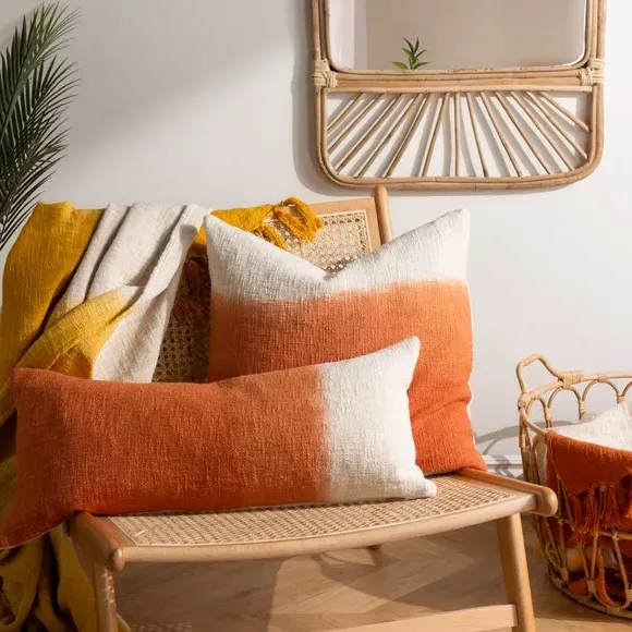 Rectangle Cushion with Dip Dye - Amber, Cotton