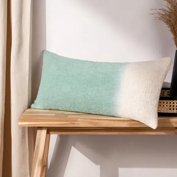 Rectangle Cushion with Dip Dye - Seafoam, Cotton