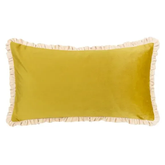 Rectangle Cushion with Embroidery - Green, Velvet
