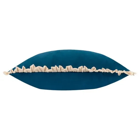 Rectangle Cushion with Embroidery - Navy, Velvet