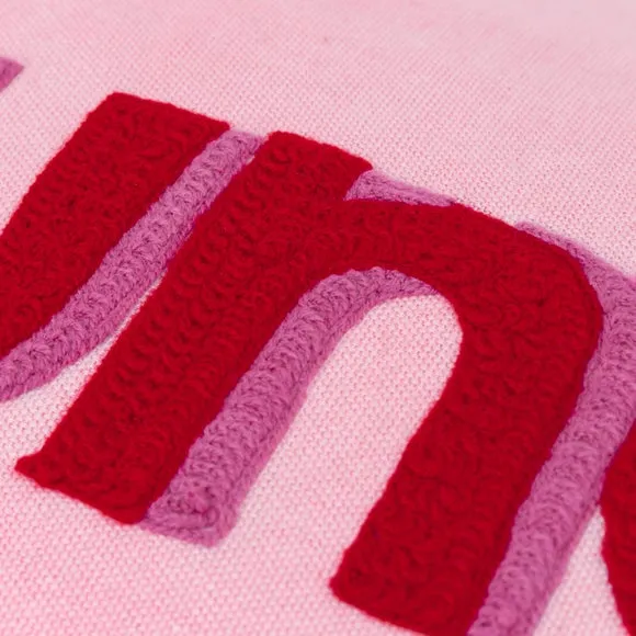 Rectangle Cushion with Embroidery - Pink, Cotton