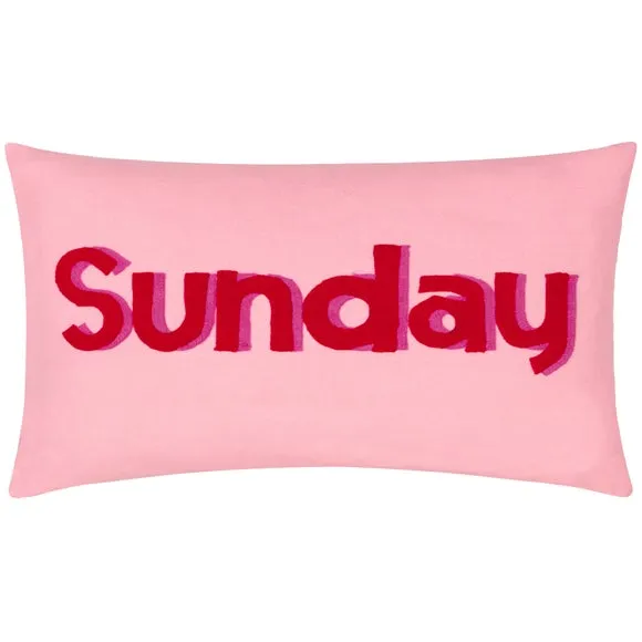 Rectangle Cushion with Embroidery - Pink, Cotton image