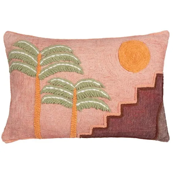Rectangle Cushion with Tropical Print - Pink, Cotton image
