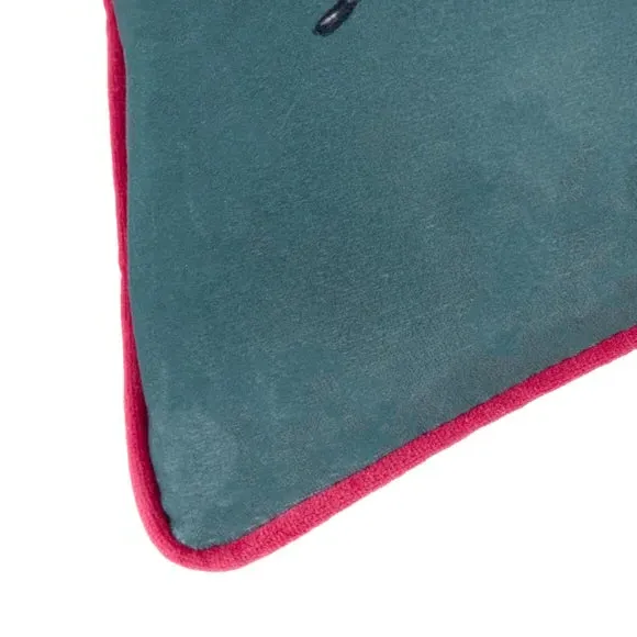 Rectangular Cushion with Beetle Print - Emerald