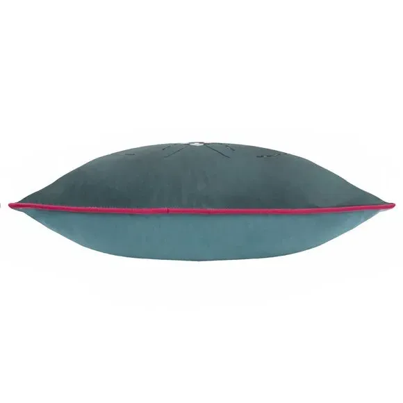 Rectangular Cushion with Beetle Print - Emerald